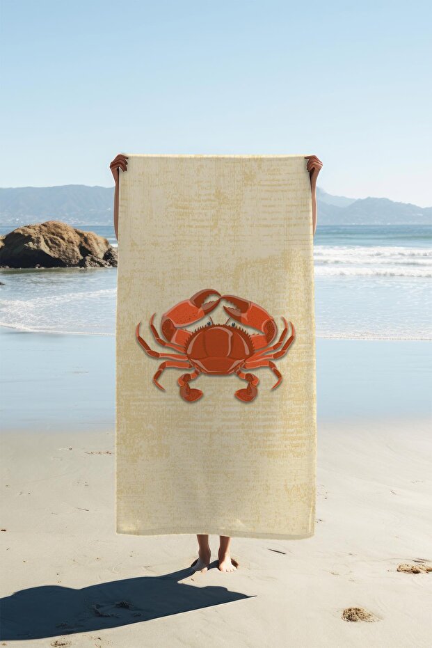 Digital Printing Beach Sea Towel Crab Patterned Peshtamal Hvl0122