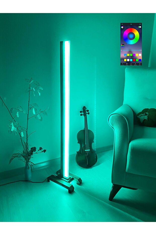 Bluetooth Kontrollü Akıllı LED Ahşap Lambader - 4