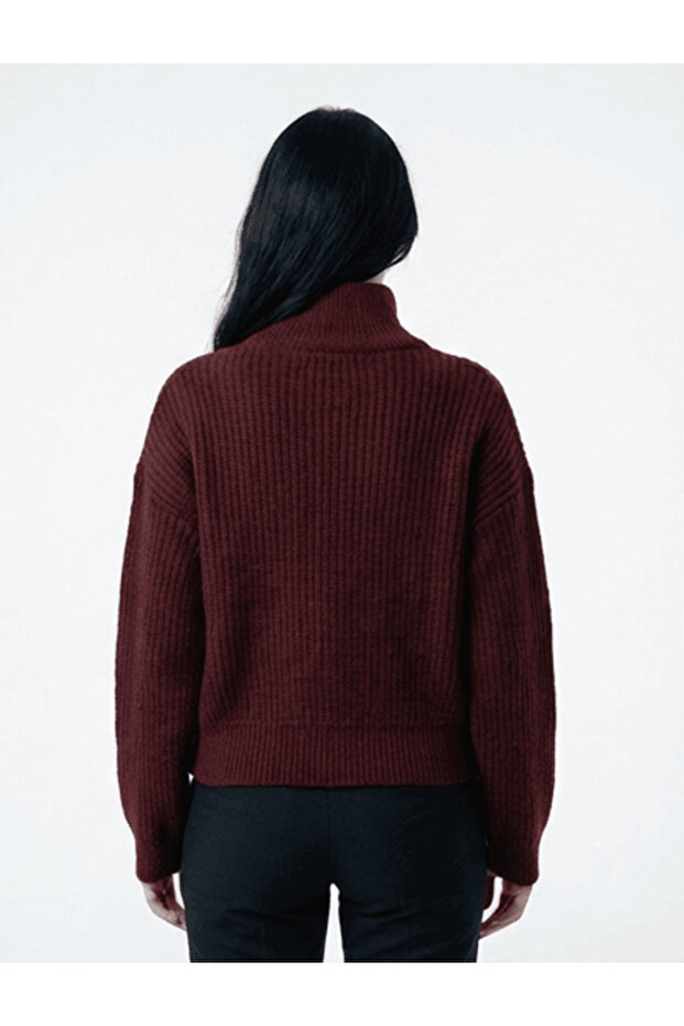 Çift Fermuarlı Kadın Triko Hırka - 4