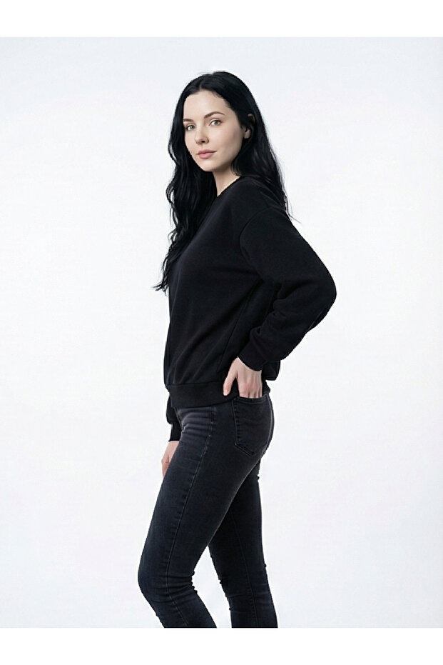 Bisiklet Yaka Basic Sweatshirt - 3