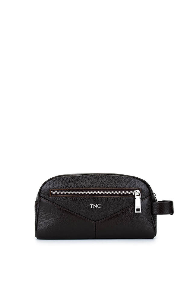 Men's Genuine Leather Brown Shaving Bag