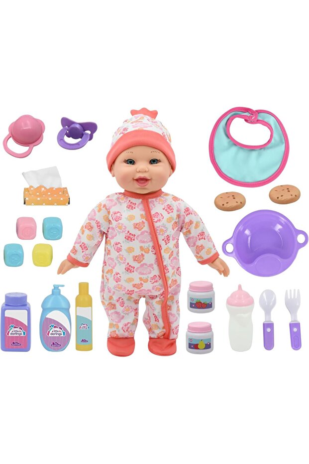 Little Darlings Bouncing Baby Playset - 12" Doll - Pink & White - 10pc