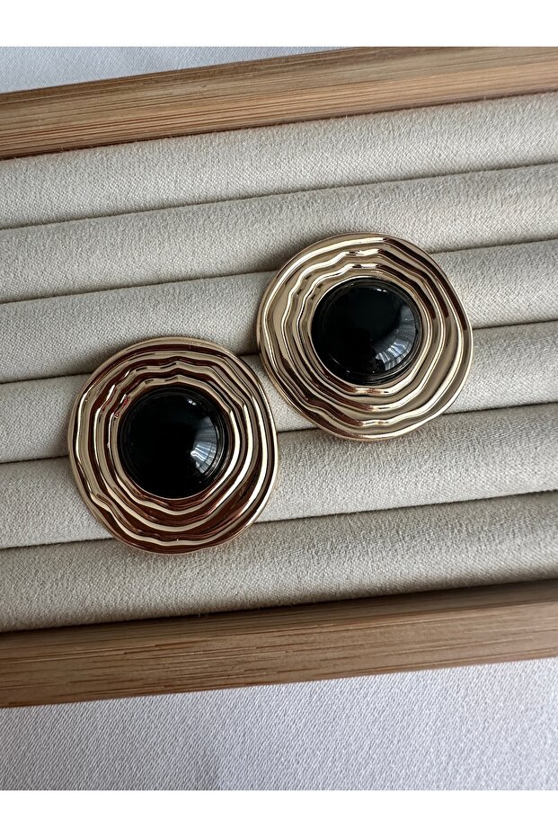 أقراط دائرية سوداء اللون - 2