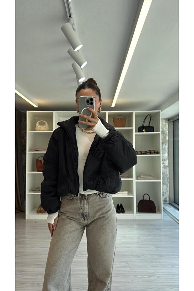 سترة منتفخة قصيرة كبيرة الحجم - 2