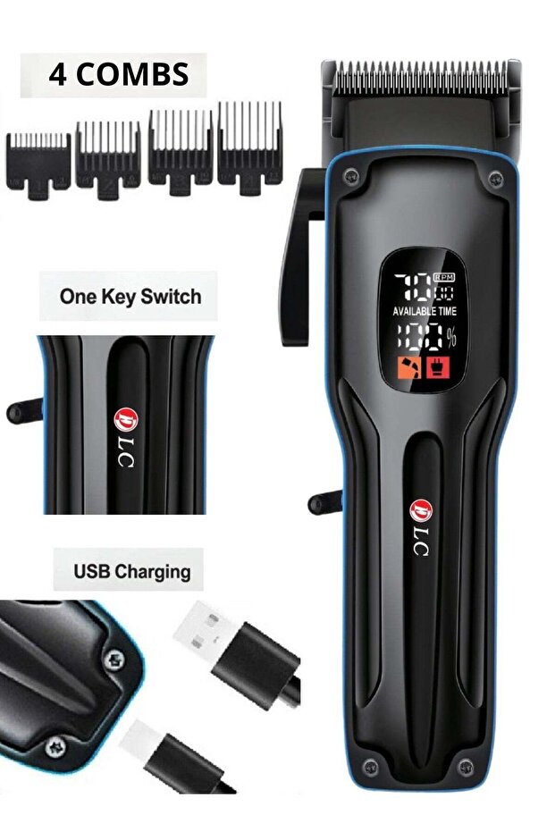 ماكينة قص الشعر اللاسلكية للرجال مع شاشة LED، 2000 مللي أمبير في الساعة، شحن USB 4 في 1