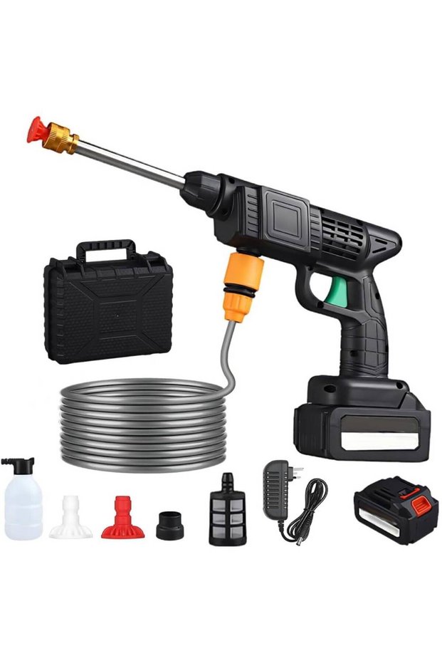 Cordless Pressure Washer 48V 30Bar - Lithium-ion Battery, 3 Spray Modes, Hose & Nozzles (Charger