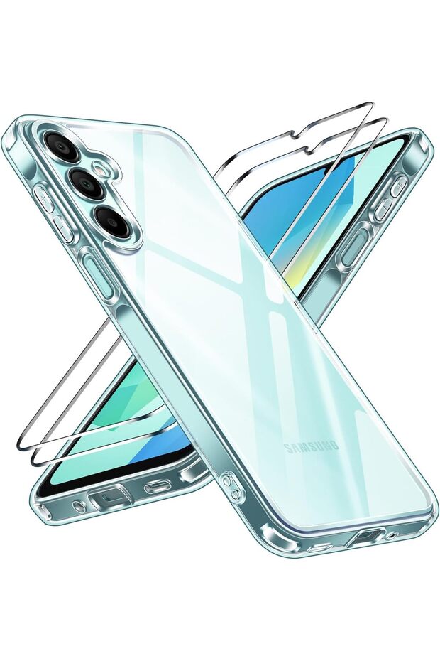 Clear Case for Samsung Galaxy A16 5G with 2 Pack Tempered Glass Screen Protector