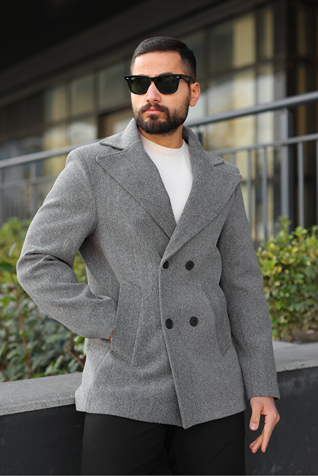 Basic Kruvaze Kaşe Ceket/Kaban - 3