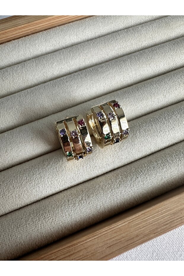 Mix Multi-Colored Small Hoop Earrings - 2