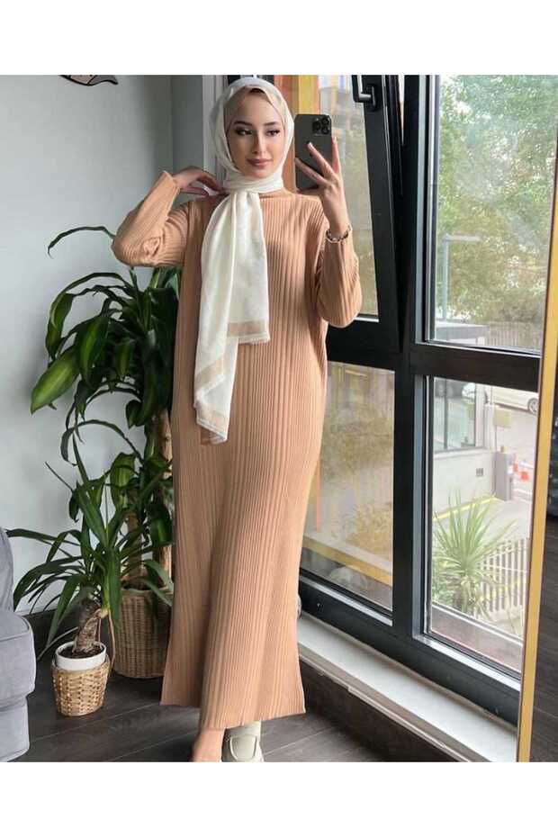 Corded Fabric Knitwear Dress Black Oversized