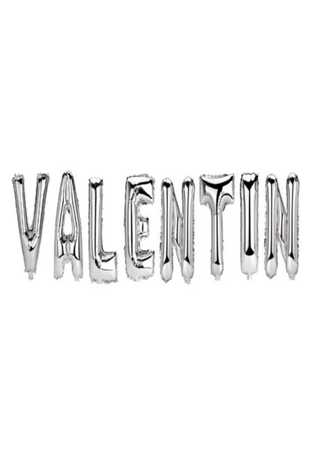 Valentin Name Balloon Set, Silver, 40 cm