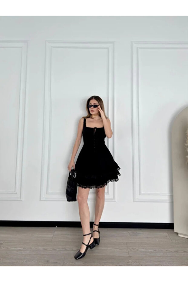 Mini Askılı Elbise - 1