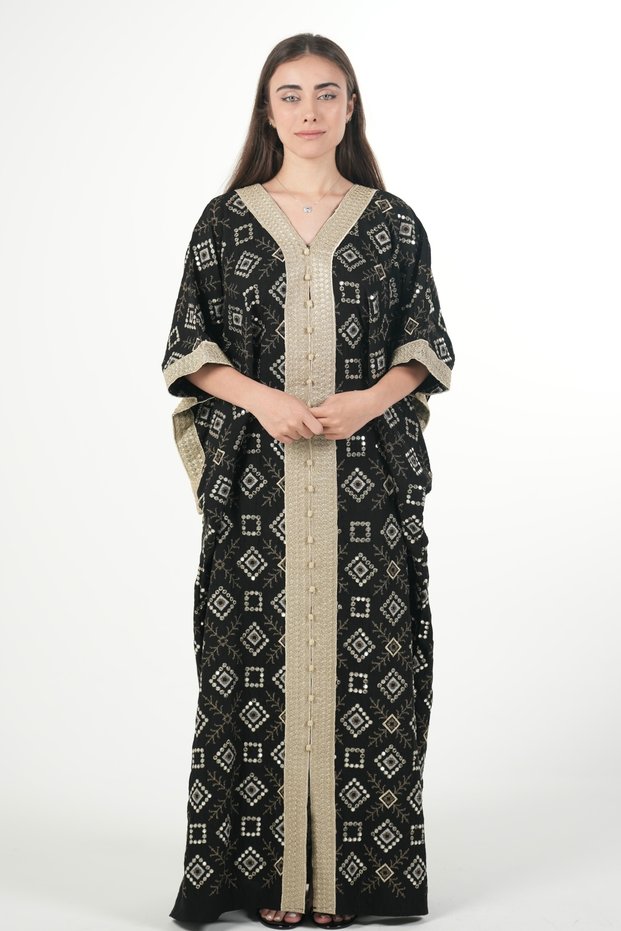 Wide embroidered women's jalabiya