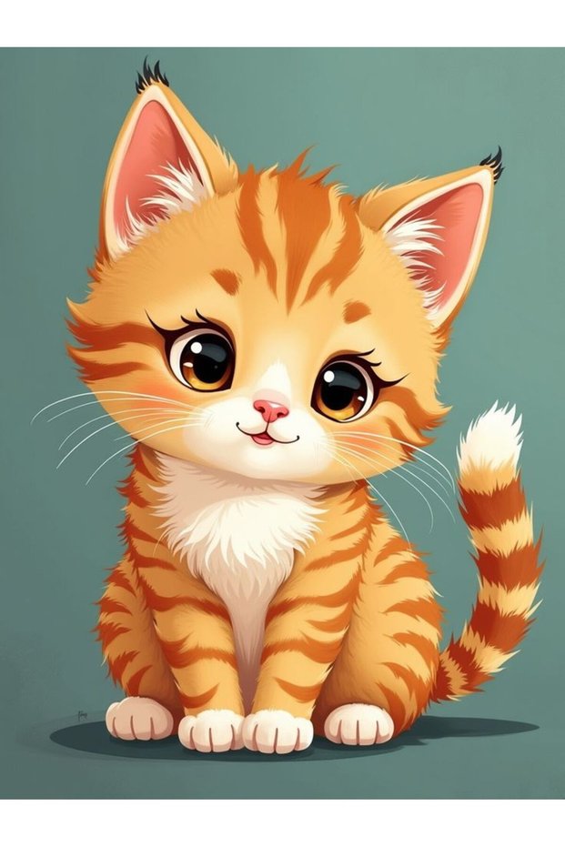 Vibrant Splash Kitten Poster Print – Cute Cat Artwork for Kids Room & Home – 40x60cm