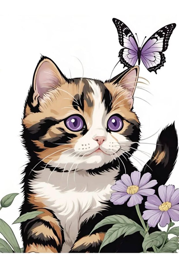 Vibrant Splash Kitten Poster Print – Cute Cat Artwork for Kids Room & Home – 40x60cm