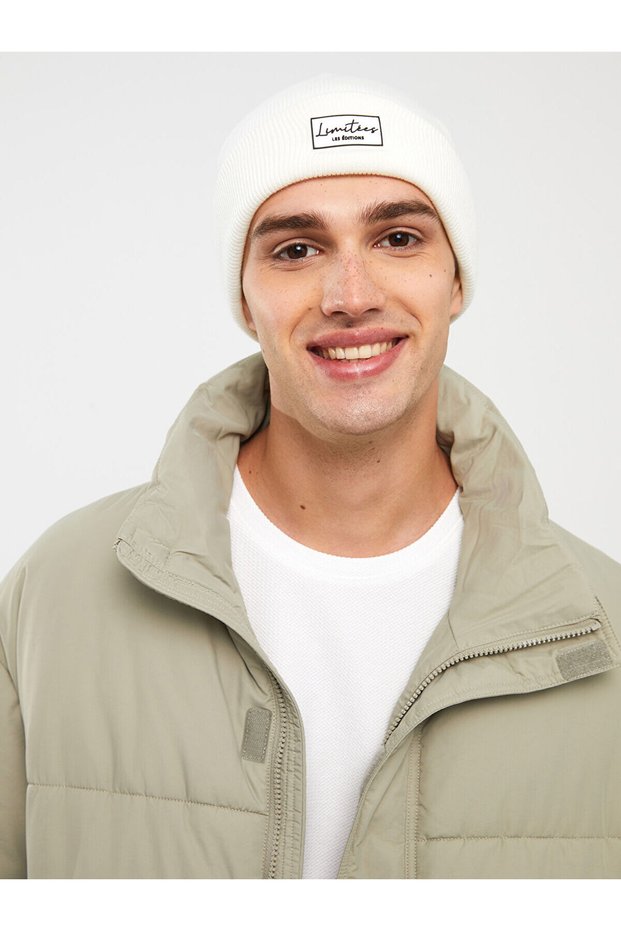 Özmarka New Season Label Printed Men's Knitwear Beanie
