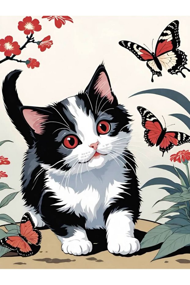 Vibrant Splash Kitten Poster Print – Cute Cat Artwork for Kids Room & Home – 40x60cm