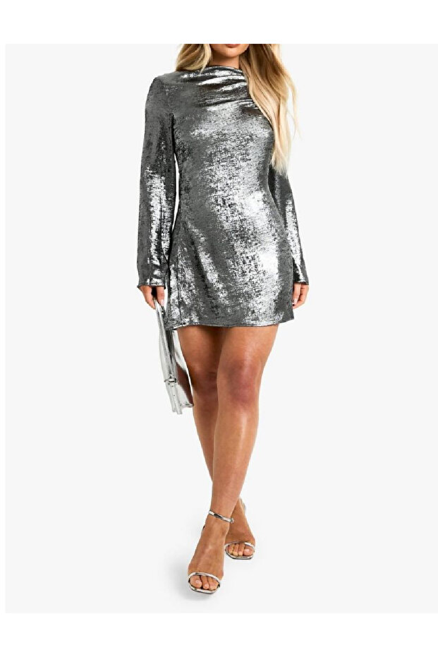 Rochie scurta, Argintiu - 1