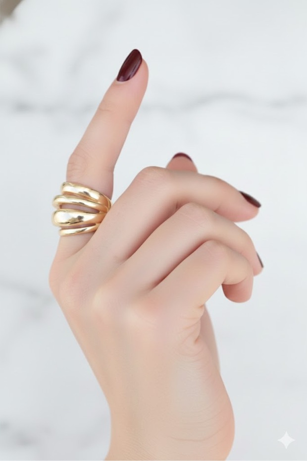 Brass Bomb Ring Gold Color Adjustable Serrated Non-Tarnish | Stylish and Durable Jewelry, Accessory