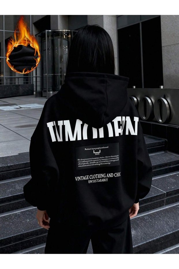 Inmodern Printed Unisex Oversized Hooded Sweatshirt