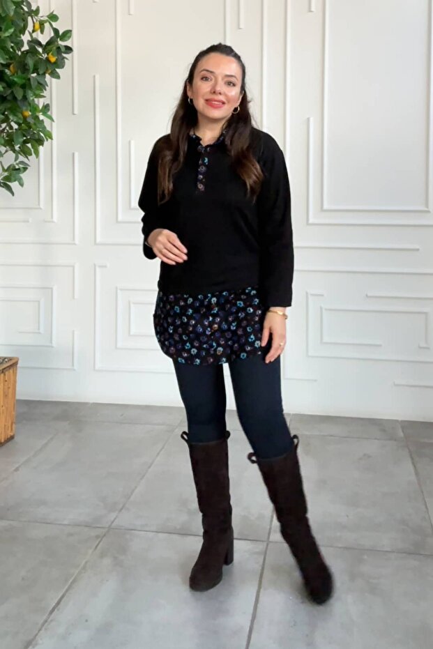 Flannel Tunic Sweatshirt