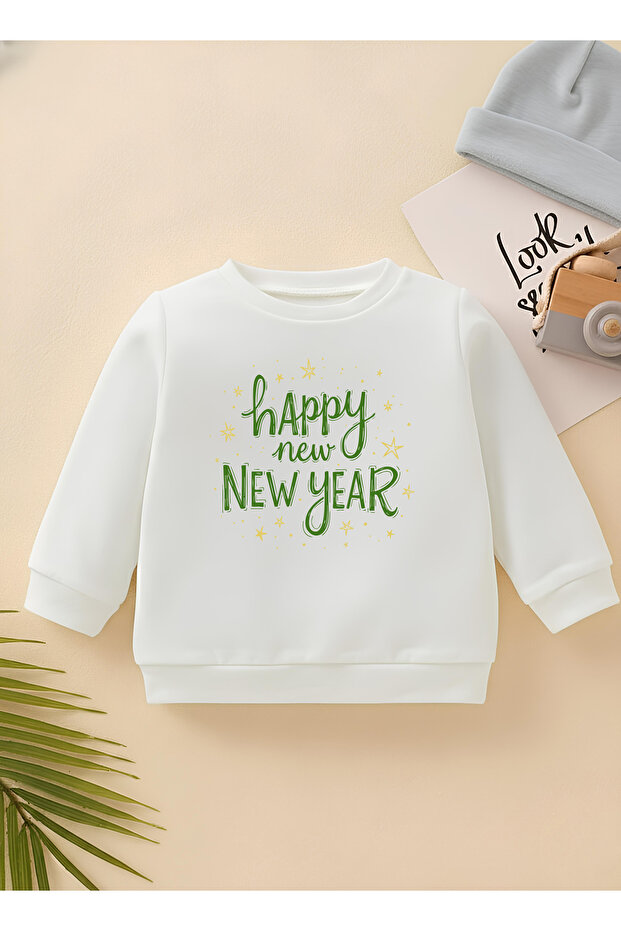 Premium Green Happy New Year Children's Unisex Sweatshirt