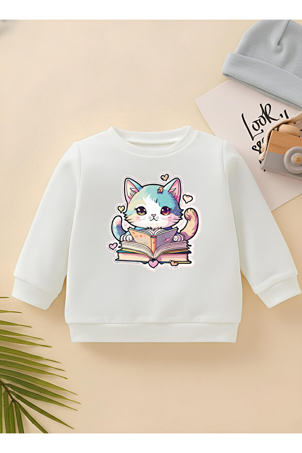 سويت شيرت للأطفال من الجنسين من Rengarenk Bilge Cat