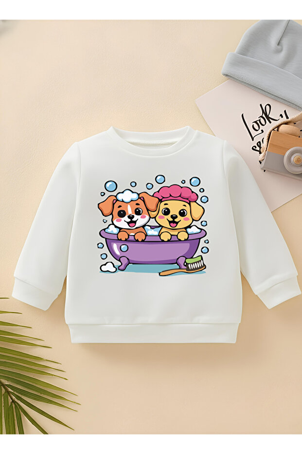 Cute Bathing Paws Children's Unisex Sweatshirt
