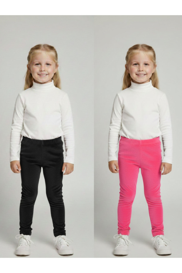 2-Pack Girls' Corded Fabric Velvet Tights - Comfortable Winter Flexible