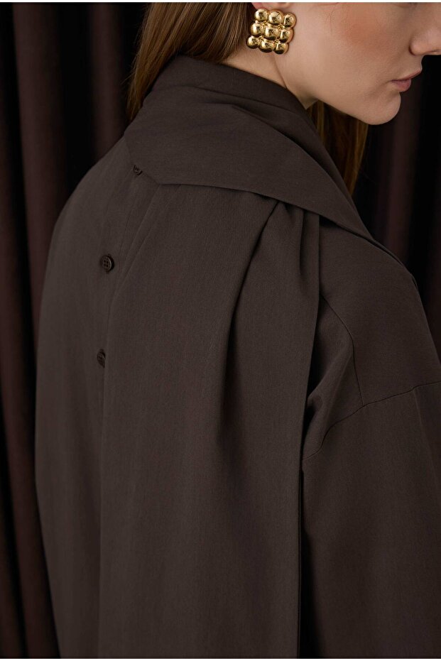 Fular Yaka Gömlek Acı Kahve - 4