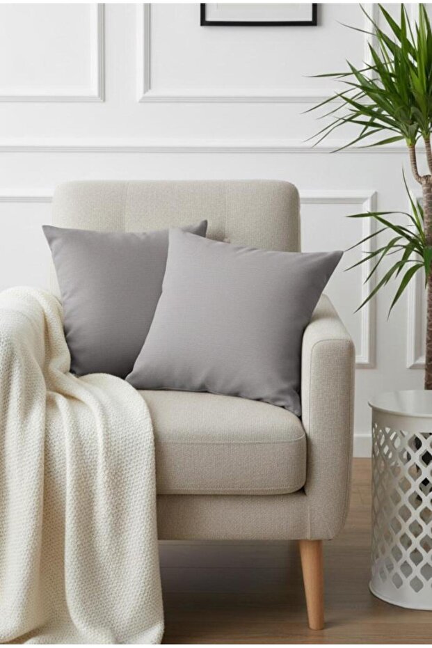 Rio Flat Linen Cushion Cover 2 Pieces Square Gray