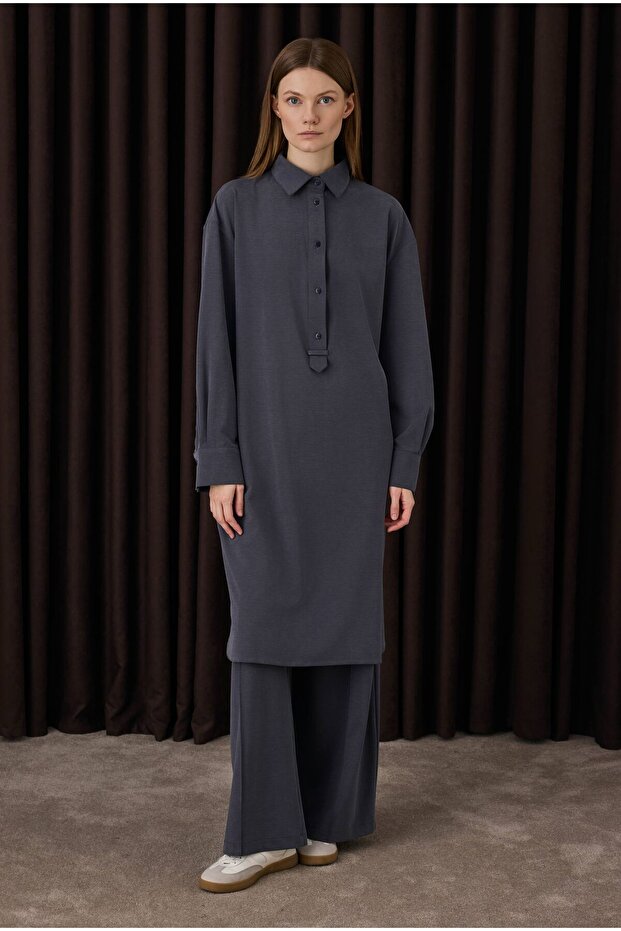 Modal Effect Suit Navy Blue - 2