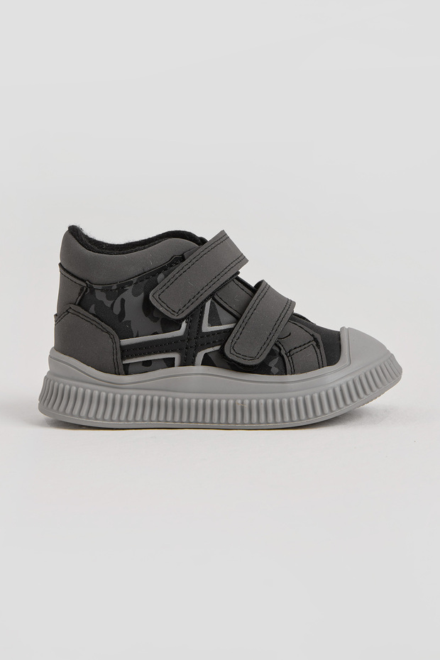 Children's Unisex Smoked Flexible Thermo Sole Double Velcro Strip Patterned Sports Short Boots