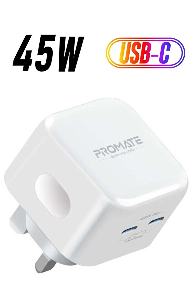 iPhone 17 Charger GaN USB-C 45W Dual PD (GANPORT2-45PD) - White