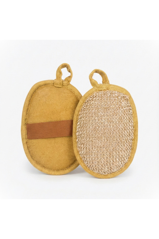 Natural Loofah Bath Pads 2 Pack - Double-Sided Exfoliating Body Scrubber & Shower Sponge (Oval Pad w