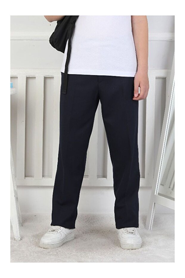 Girls' School Trousers with Elastic Waist and Drawstring Elastane 10-15 Years 12279