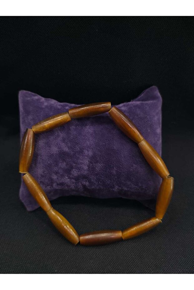 Wooden Look Polyester Material Cylinder Cut Elastic Fits All Wrist Sizes Stylish Bracelet
