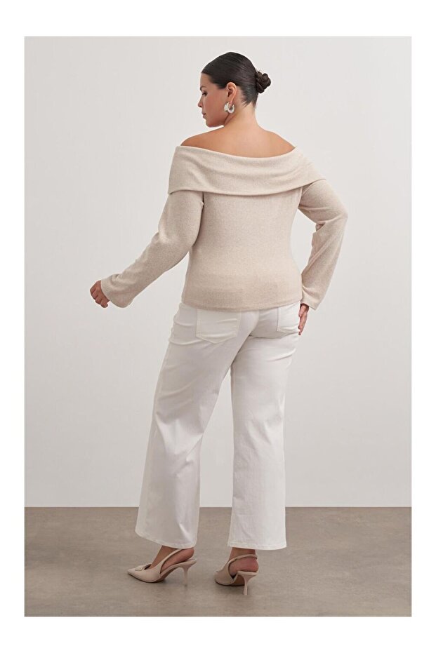 Offene Schulter-Strickbluse - 6