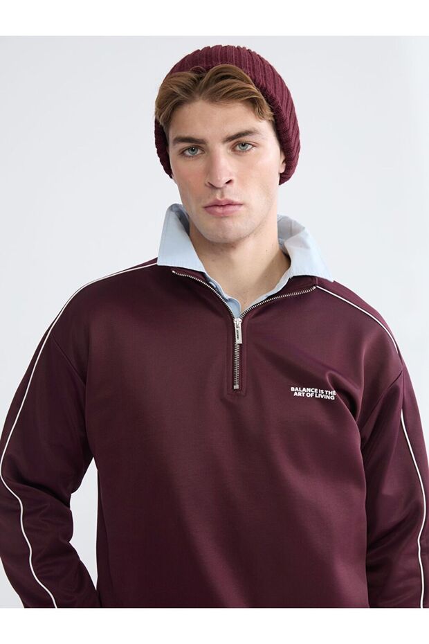 Stand Collar Printed Men's Sweatshirt