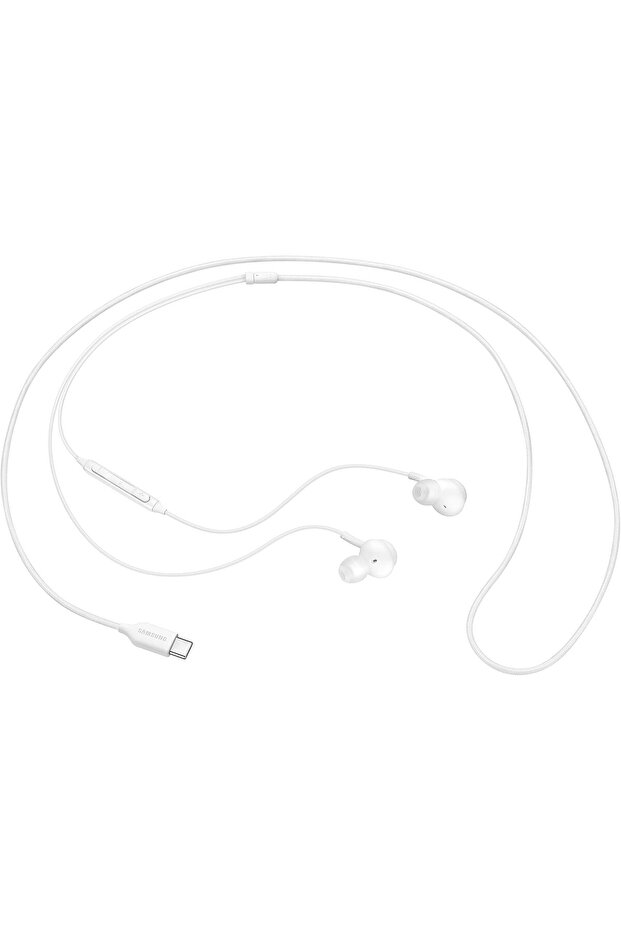 سماعات أذن سامسونج EO-IC100 مع منفذ USB من النوع C وكابل قماشي مقاوم للتشابك - صوت من AKG - أبيض
