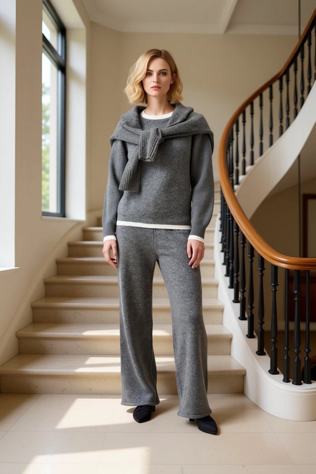 Women's Bottom Top Color Block Knitwear Set Functional Durable Quality Comfortable Aesthetic Premium Sports
