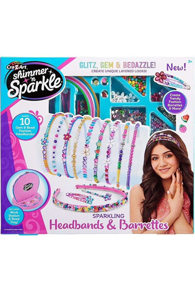 Shimmer N Sparkle Sparkling Headbands & Hair Charms Craft Kit, Make 10 Glam Designs