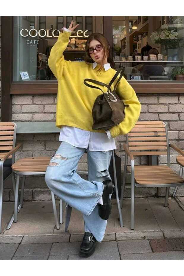 Soft Örme Pamuk Triko Kazak - 1