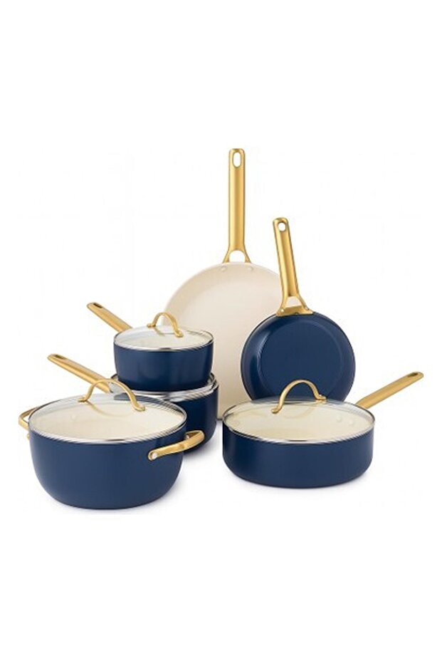 Padova Oxford Blue 10 Piece Cookware Set – Thermolon ™ Healthy Surface, Induction Compatible, 22