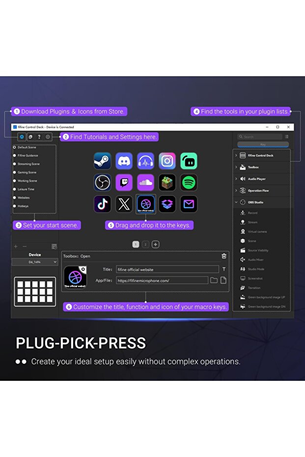 AmpliGame Stream Controller with 15 Macro Keys (D6) - 8