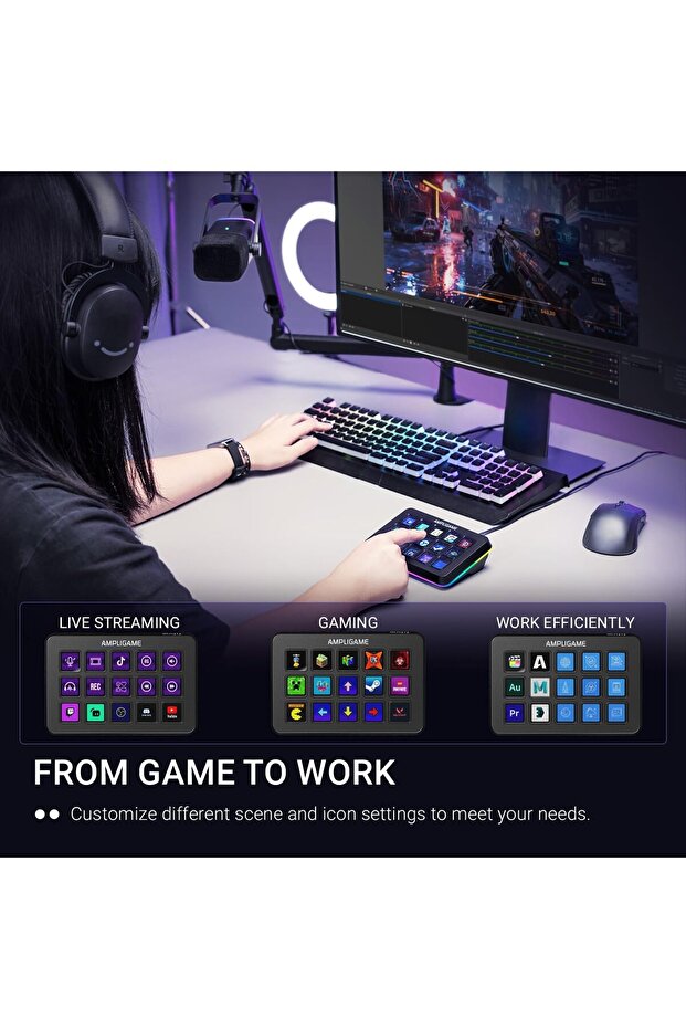AmpliGame Stream Controller with 15 Macro Keys (D6) - 6