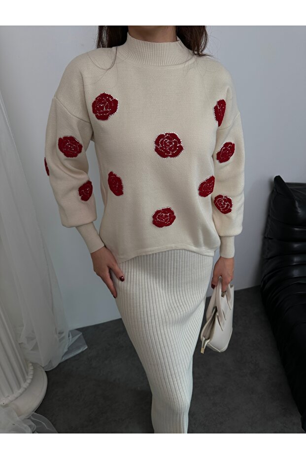 Rose Pattern Gilet Dress Set