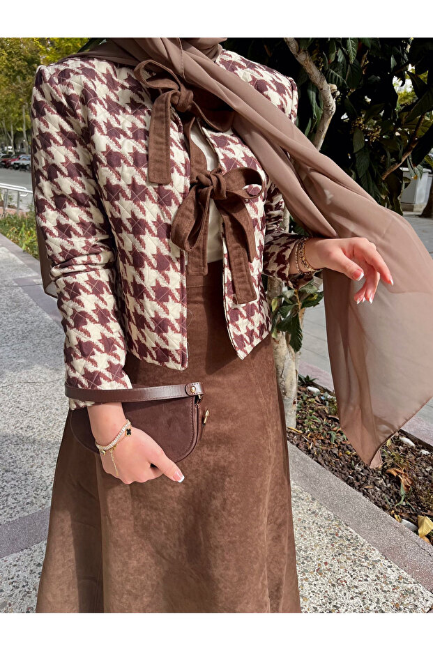 طقم مزدوج بنمط قدم الغراب 6512 - 3