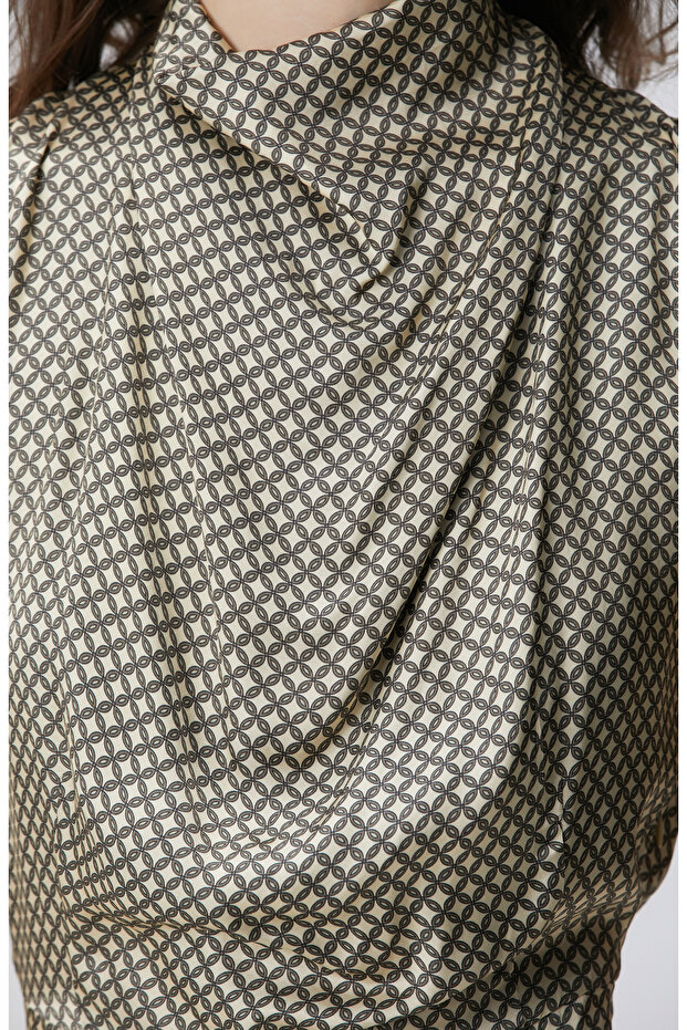 Sarı Desenli Midi Elbise - 6