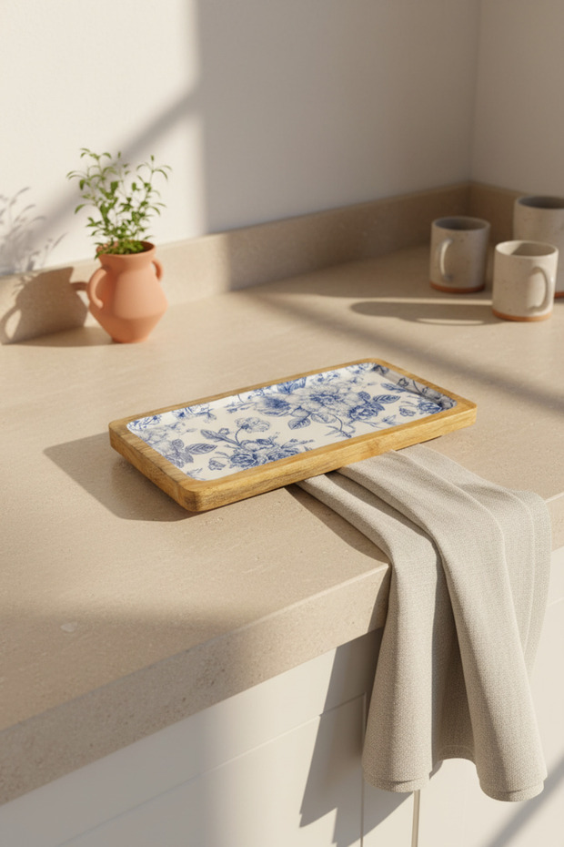 صينية مستطيلة صغيرة من جورا باللون الوردي - 1